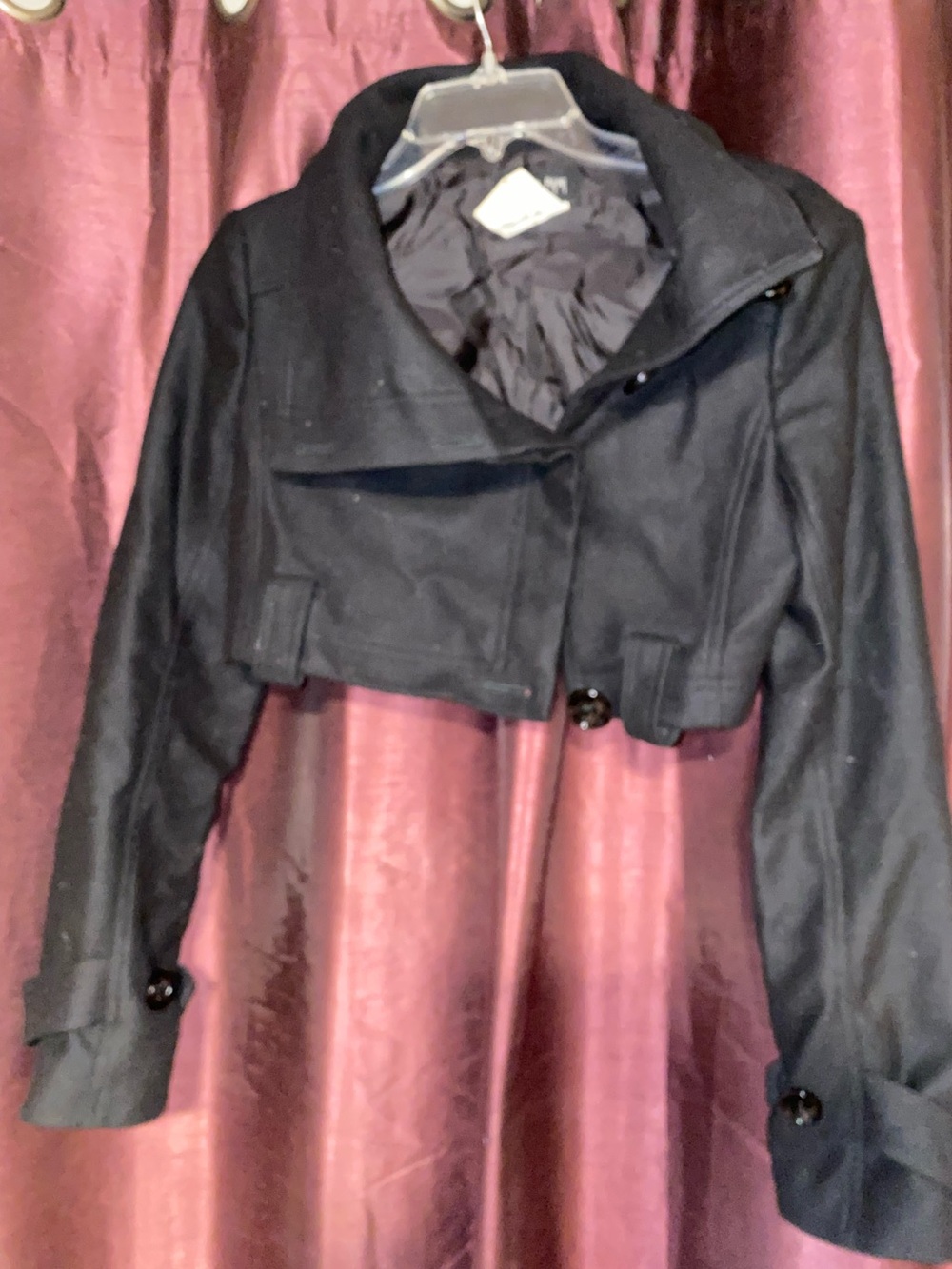 Vintage EUC Patrizia Pepe cropped Cowl neck Wool Trench jacket IT 40 US Sz 4